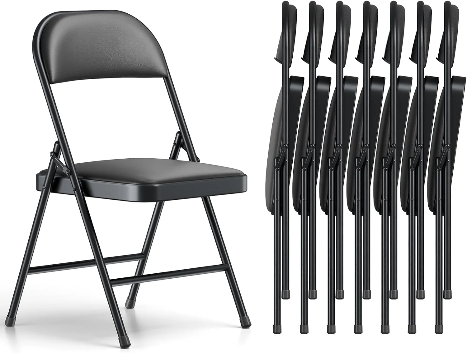 MAKE CHANGES Folding Chair 4 Pack, Comfy PU Leather Padded Folding Chairs for Outside and Indoor - Image 15