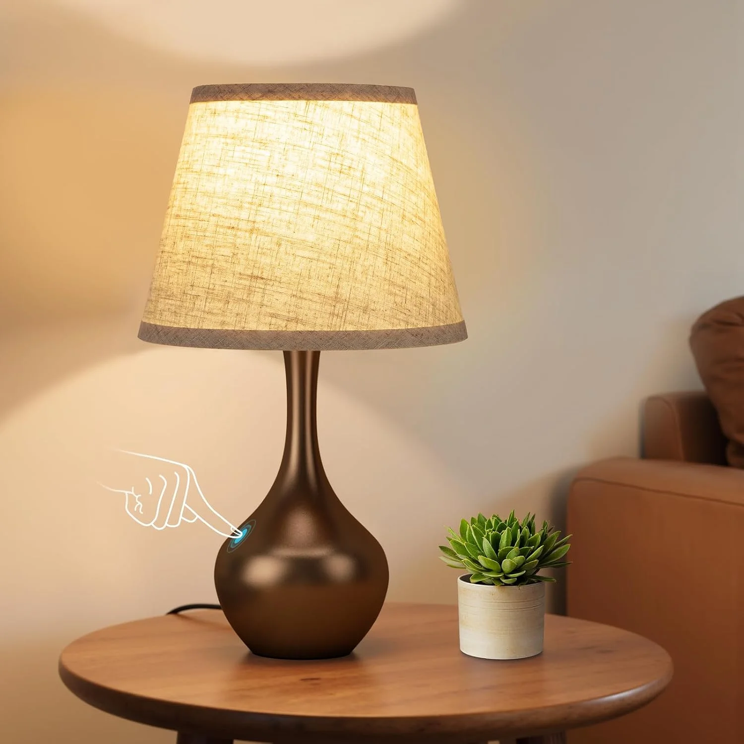 Seealle Touch Table Lamp, Dimmable, Bulb Included, Wood-Paint Desk Lamp for Kids Room - Image 10