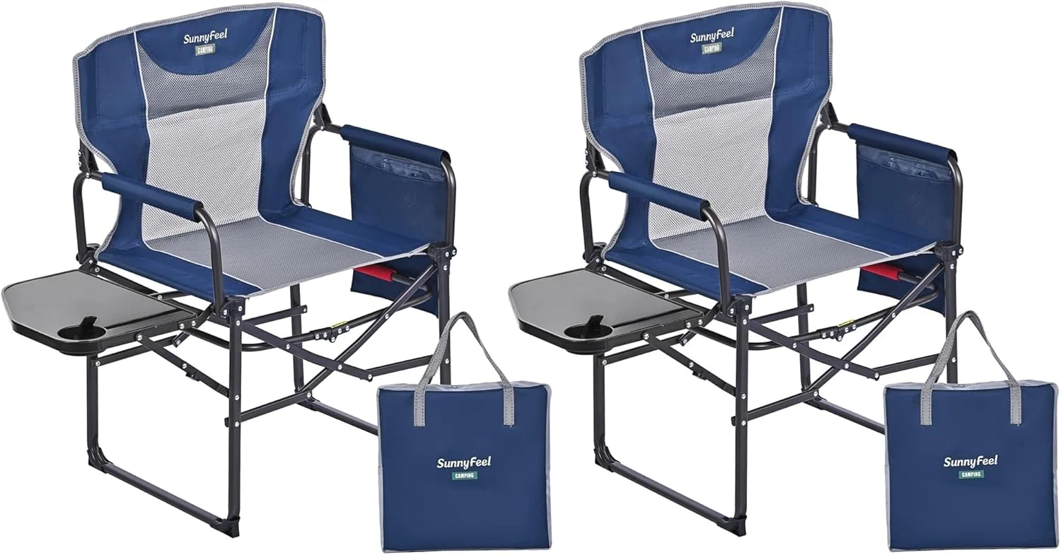 SUNNYFEEL Camping Directors Chair, Heavy Duty, Oversized Portable Folding Chair with Side Table - Image 15