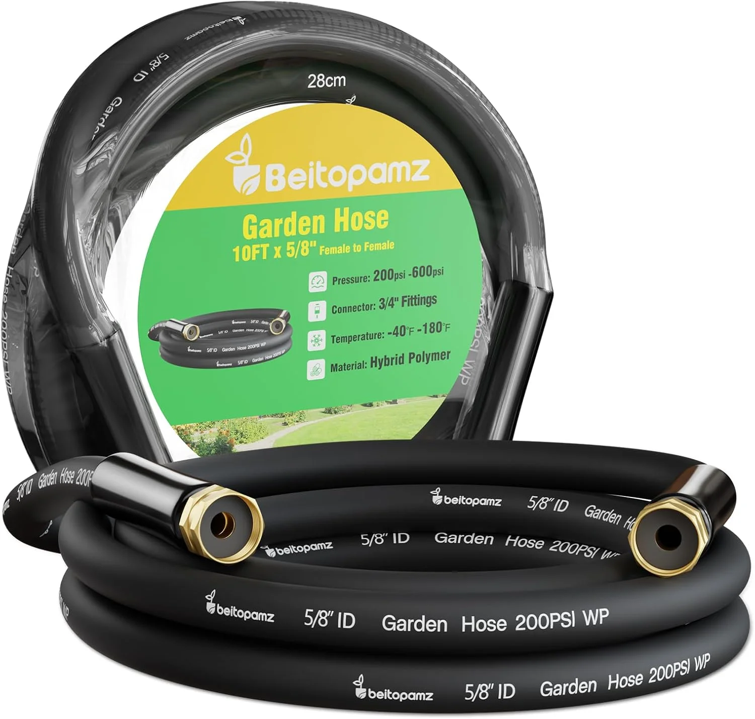 Beitopamz 100 ft Garden Hose, 5/8 in Heavy Duty Water Hose, Male to Female 3/4'' Brass Fittings for Patio - Image 11