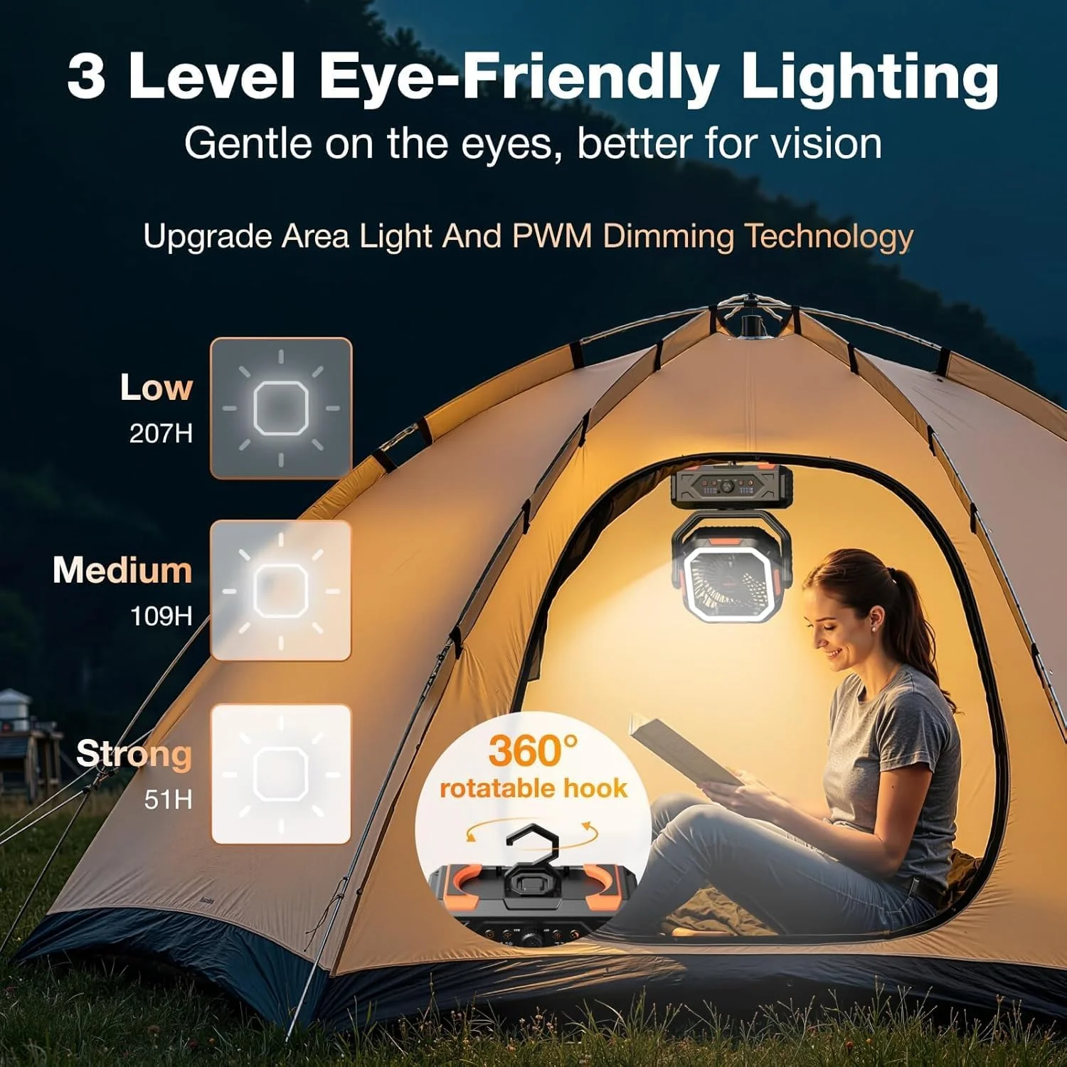 OGERY Portable Fan Rechargeable, 30000mAh Camping Fan for Tent, RV & Outdoor with Up to 322H Runtime - Image 9
