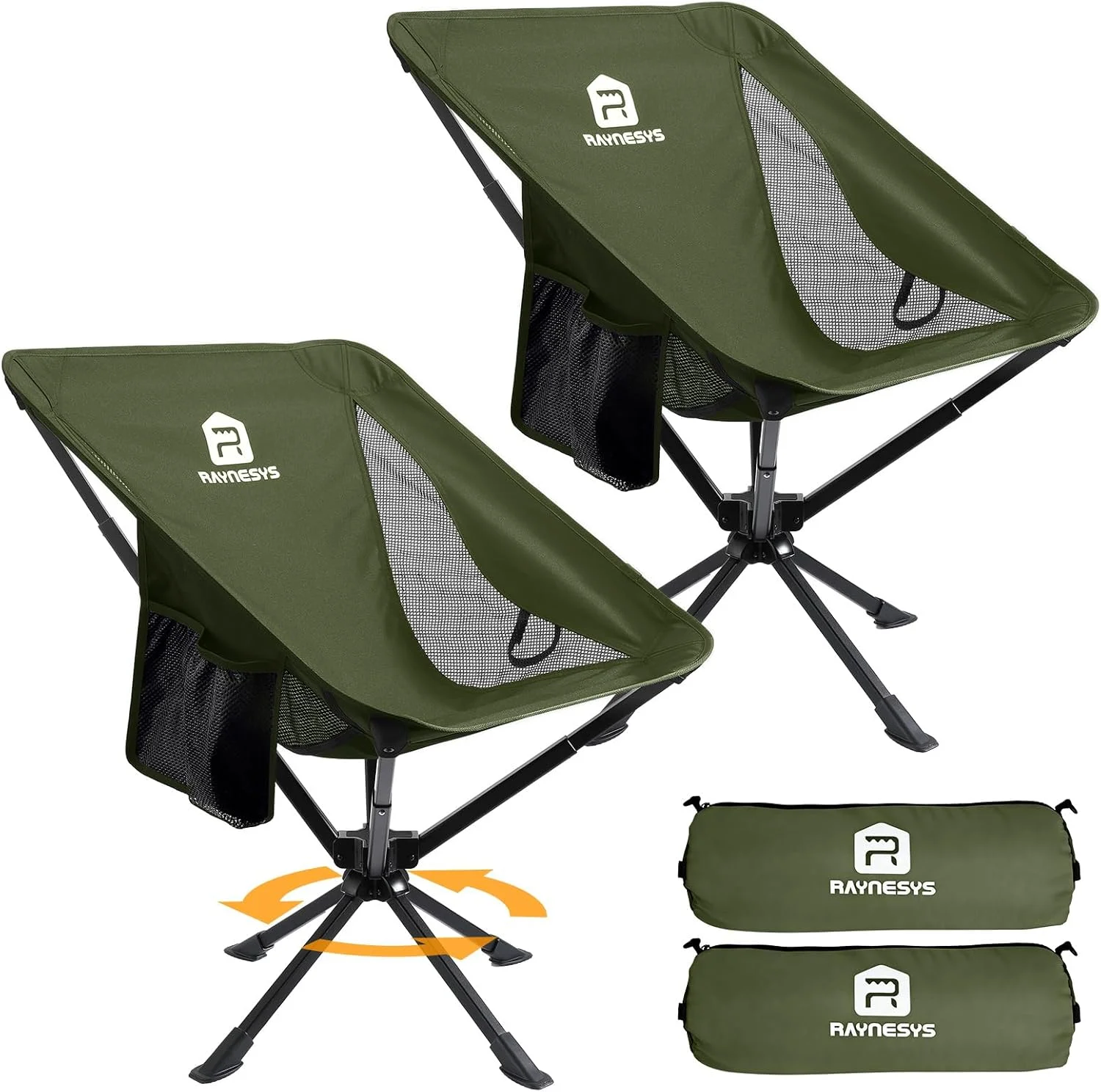 Raynesys Portable Swivel Camping Chair, 8 Seconds Quick Setup Easy Carry, 3.8Lb Lightweight Folding Chairs for Hiking - Image 4
