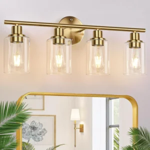 Alternative view of Zarbitta 3-Light Bathroom Light Fixtures, 17.23 Black Modern Vanity Lights with Clear Glass Shade