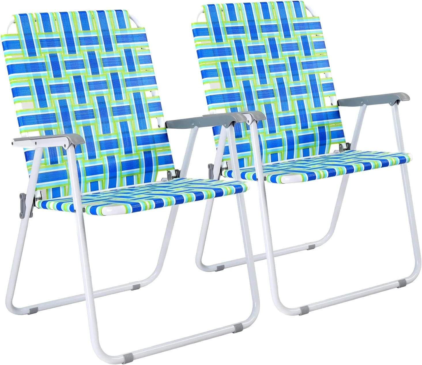 VINGLI Patio Lawn Webbed Folding Chairs Set of 2, Outdoor Beach Portable Lawn Chair Camping Chair Beach Chair for Yard - Image 5