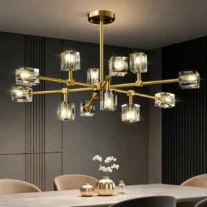 Alternative view of Sputnik Crystal Semi Flush Ceiling: Dining Room Bathroom Bedroom Chandelier | Modern Gold Ceiling Light Fixture