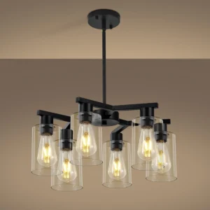 Alternative view of Xeruyiwa 4-Light Black Modern Farmhouse Chandelier