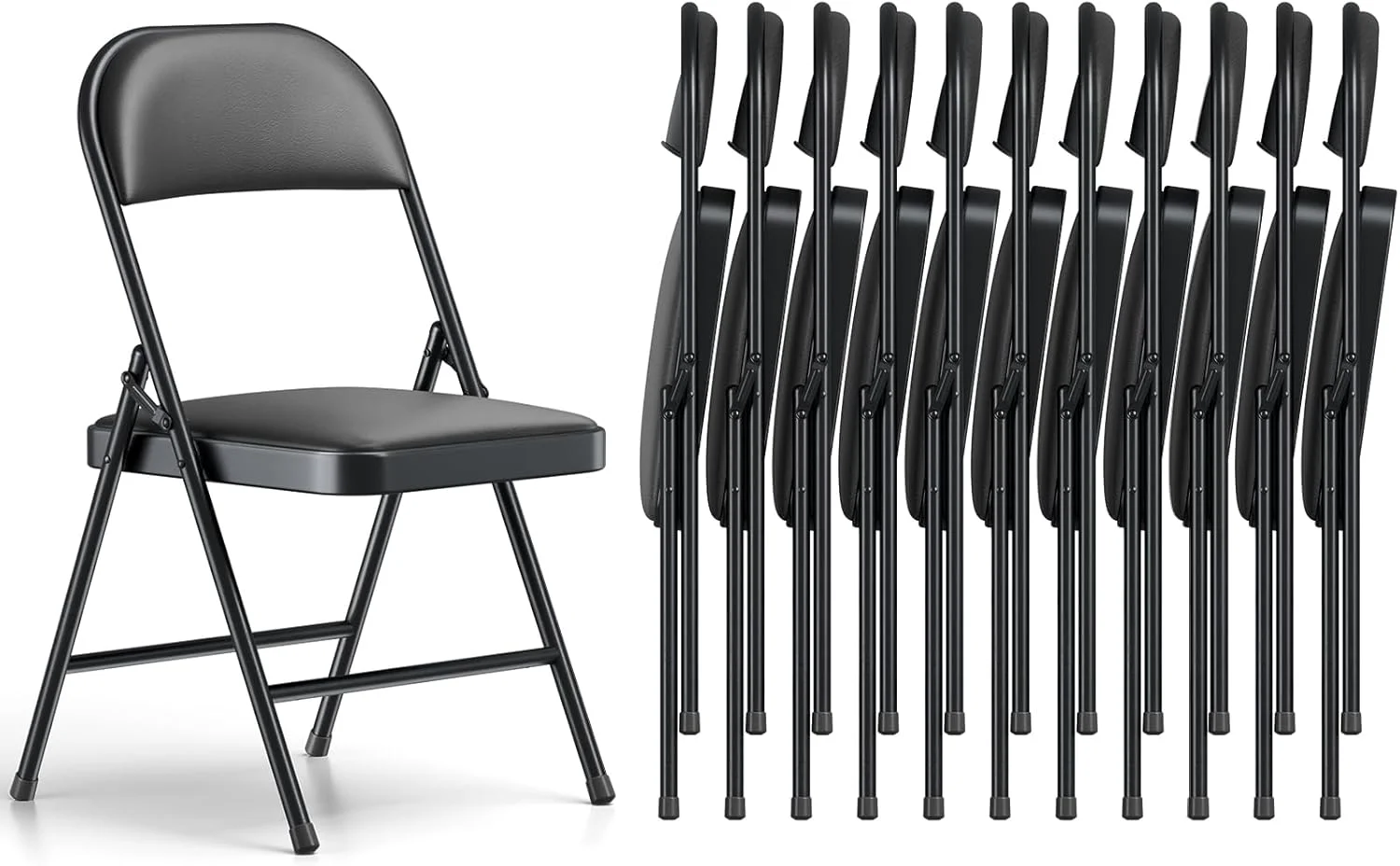 MAKE CHANGES Folding Chair 4 Pack, Comfy PU Leather Padded Folding Chairs for Outside and Indoor - Image 3