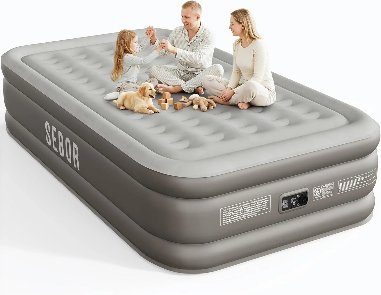 Sebor Air Mattress Queen with Built-in Pump 18, Comfortable Self-Inflating Blow up Mattress with High-Speed Pump - Image 7