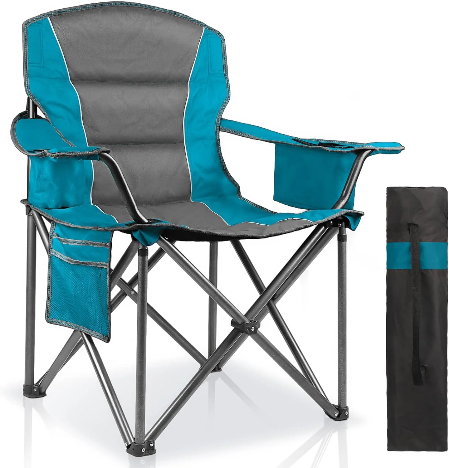LANMOUNTAIN 2 Pack Padded Oversized Camping Chairs for Adults, Heavy Duty Support 400 Lbs, Folding Portable Lawn Chair - Image 4