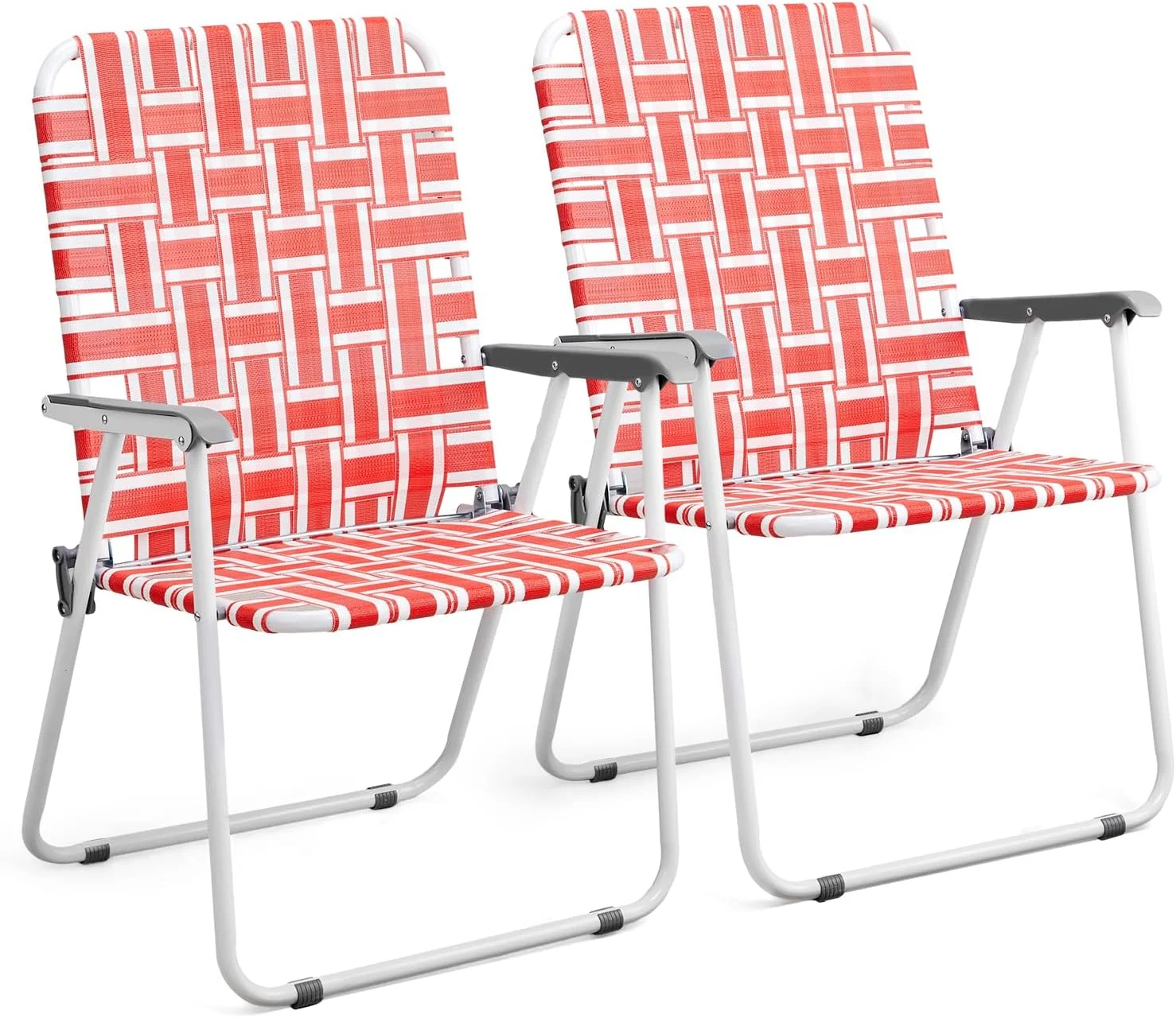 VINGLI Patio Lawn Webbed Folding Chairs Set of 2, Outdoor Beach Portable Lawn Chair Camping Chair Beach Chair for Yard - Image 9
