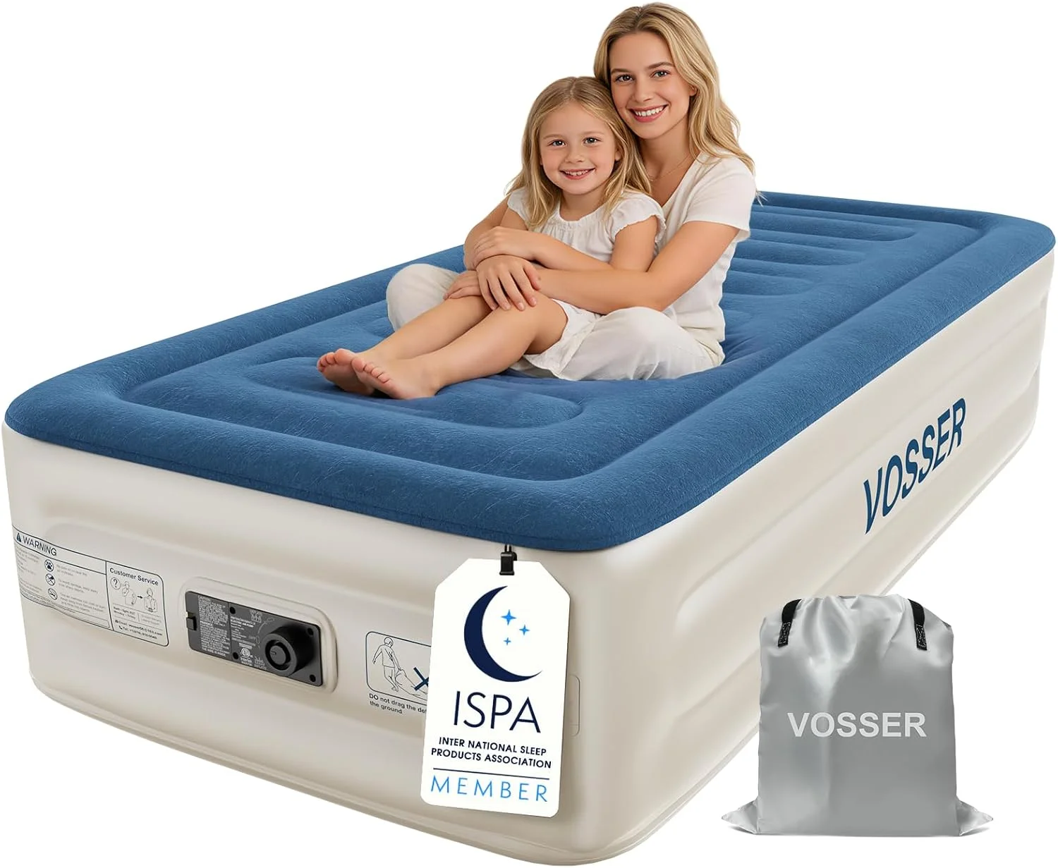 VOSSER Queen Air Mattress with Built-in Pump, 18'' Raised Blow Up Mattress, Flocked Top Inflatable Mattress for Home - Image 6