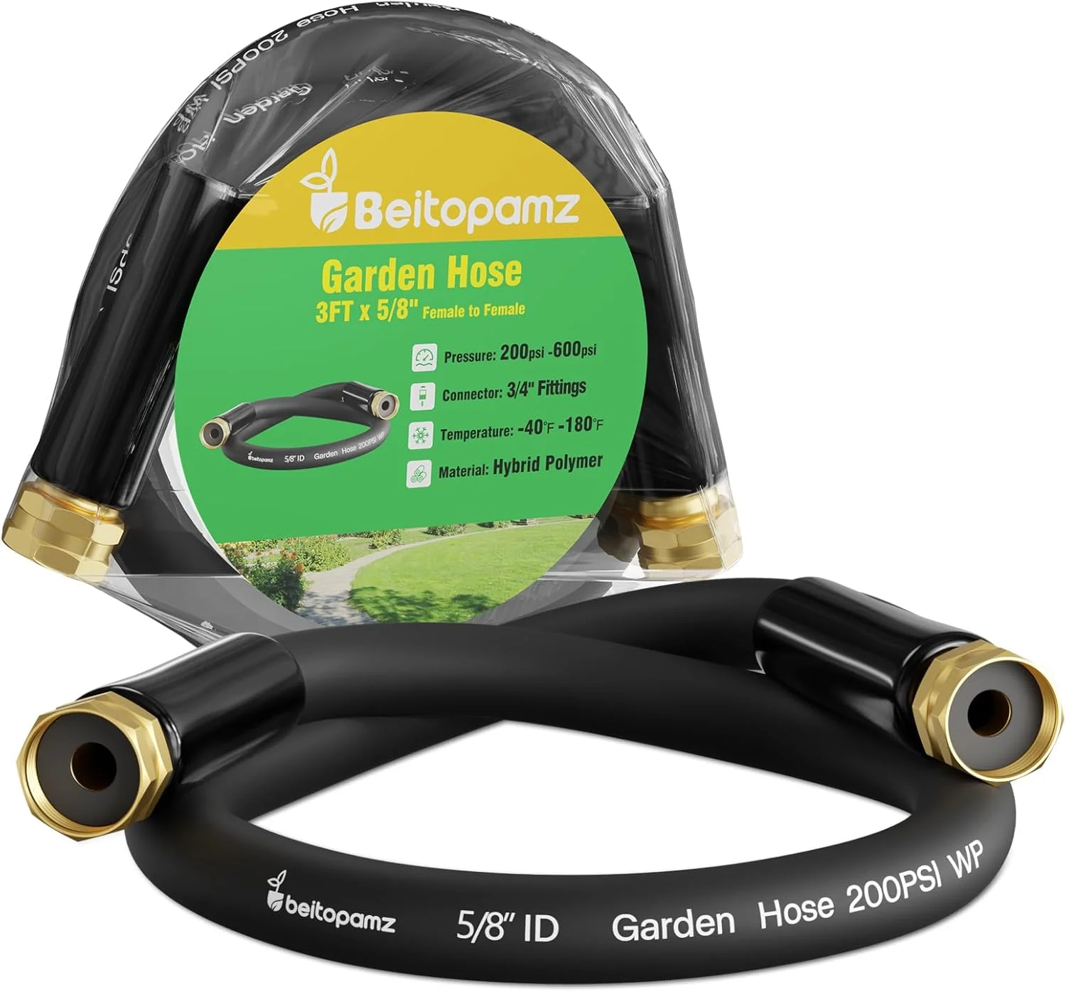 Beitopamz 100 ft Garden Hose, 5/8 in Heavy Duty Water Hose, Male to Female 3/4'' Brass Fittings for Patio - Image 4