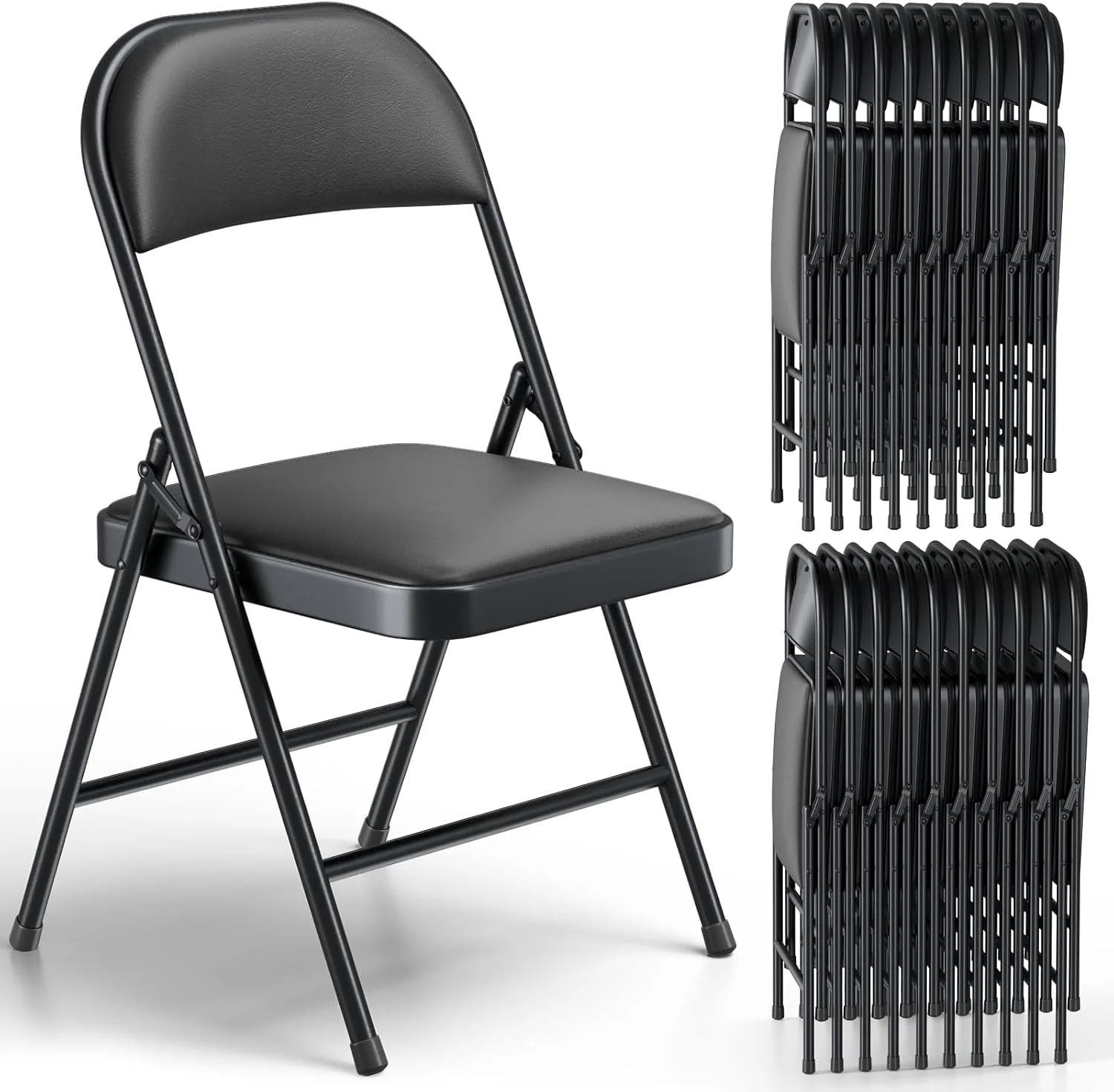 MAKE CHANGES Folding Chair 4 Pack, Comfy PU Leather Padded Folding Chairs for Outside and Indoor - Image 8