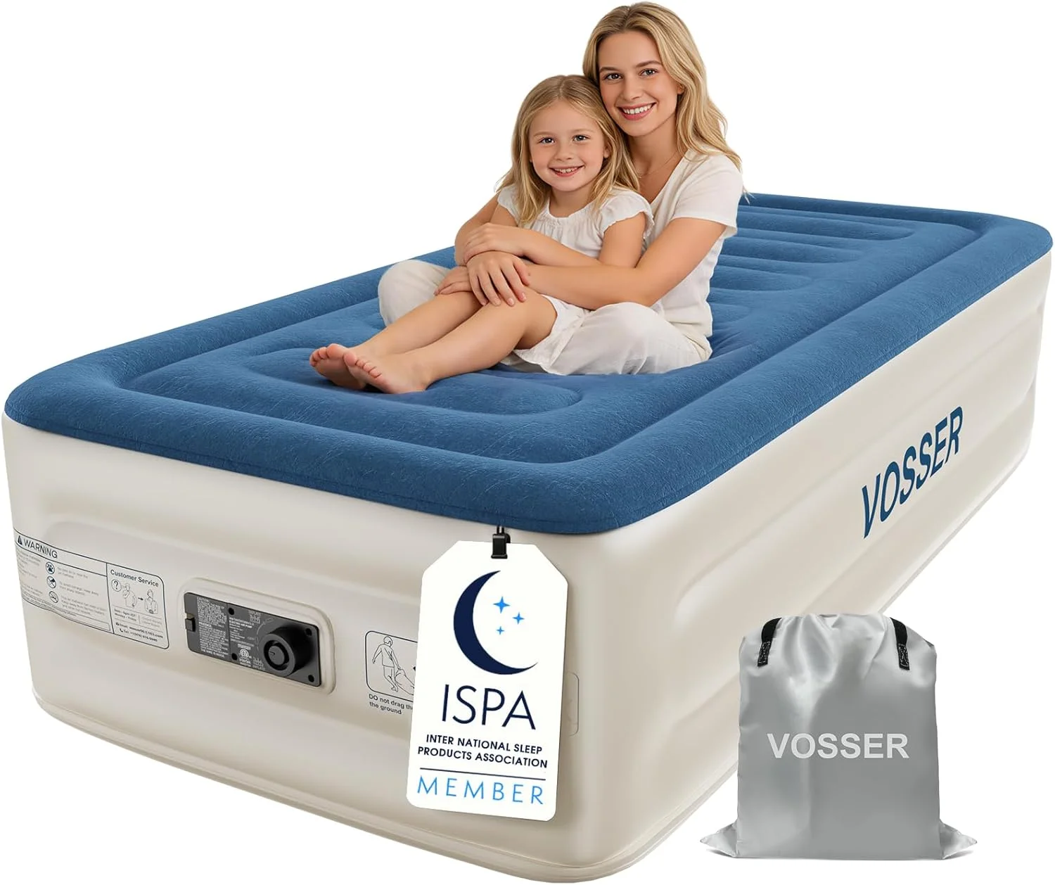 VOSSER Queen Air Mattress with Built-in Pump, 18'' Raised Blow Up Mattress, Flocked Top Inflatable Mattress for Home - Image 5