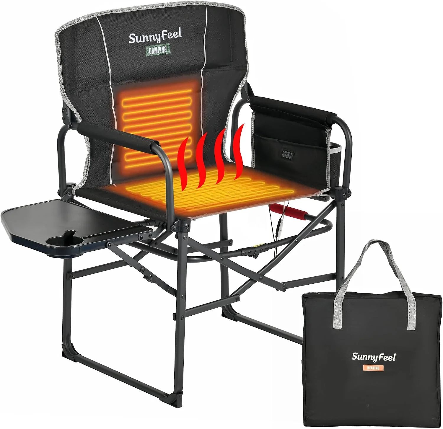 SUNNYFEEL Camping Directors Chair, Heavy Duty, Oversized Portable Folding Chair with Side Table - Image 14