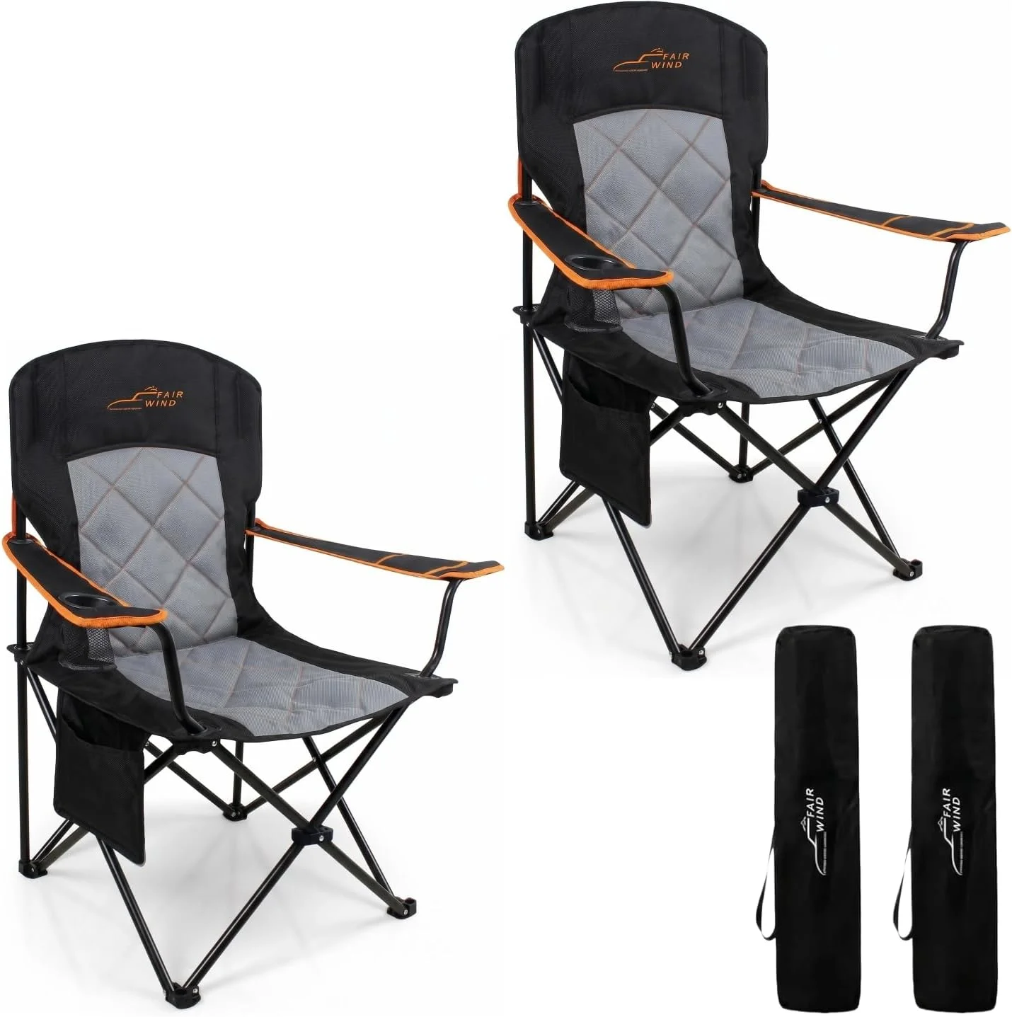 FAIR WIND Oversized Padded Camping Chair 2 Pack 350 LBS Capacity Heavy Duty Quad Chair with Lumbar-Support - Image 3