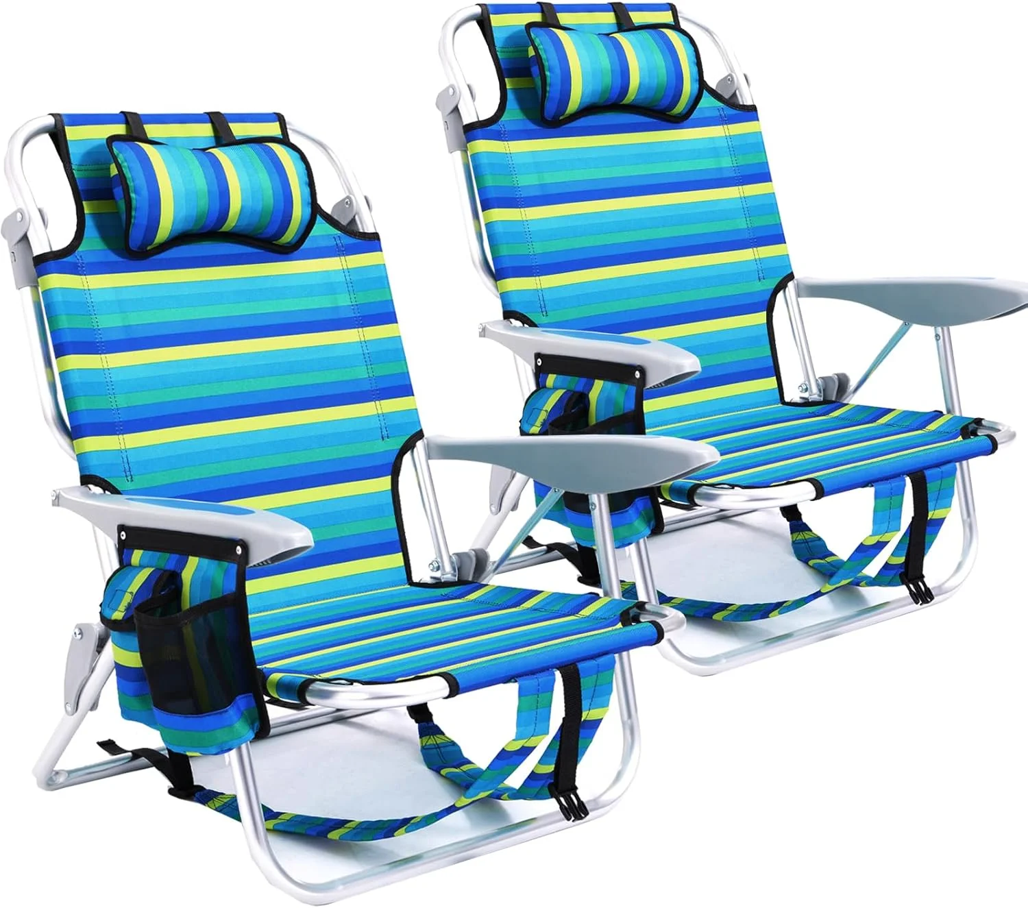 Canpsky 2 Pack Lightweight Portable Camping Beach Chair for Adults, Outdoor Lay Flat Folding Beach Chairs with 5 - Image 7