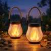 Solar Lanterns Outdoor Waterproof 4 Pack, Outdoor Solar Lanterns with Flickering Flame Effect