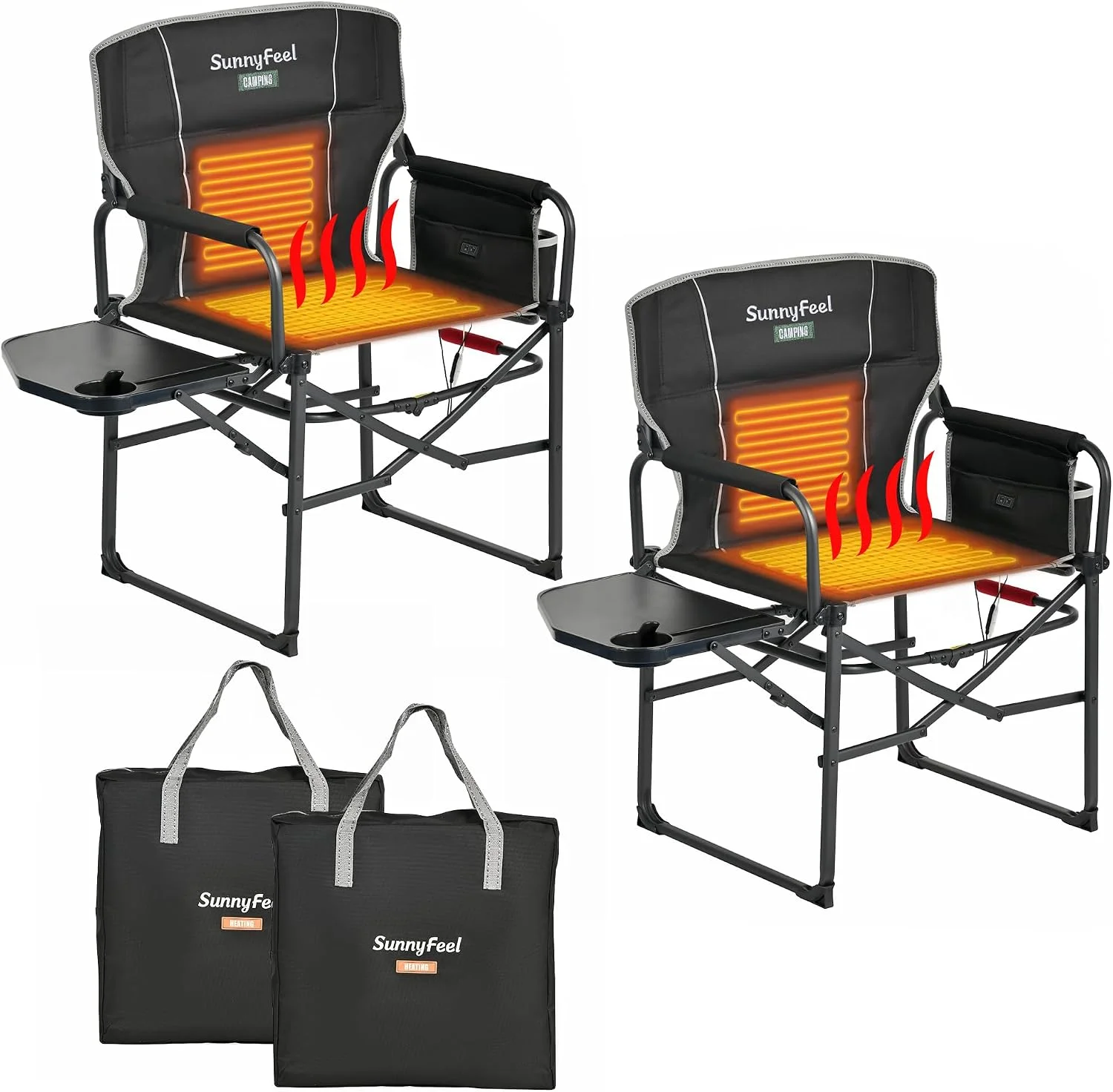 SUNNYFEEL Camping Directors Chair, Heavy Duty, Oversized Portable Folding Chair with Side Table - Image 18