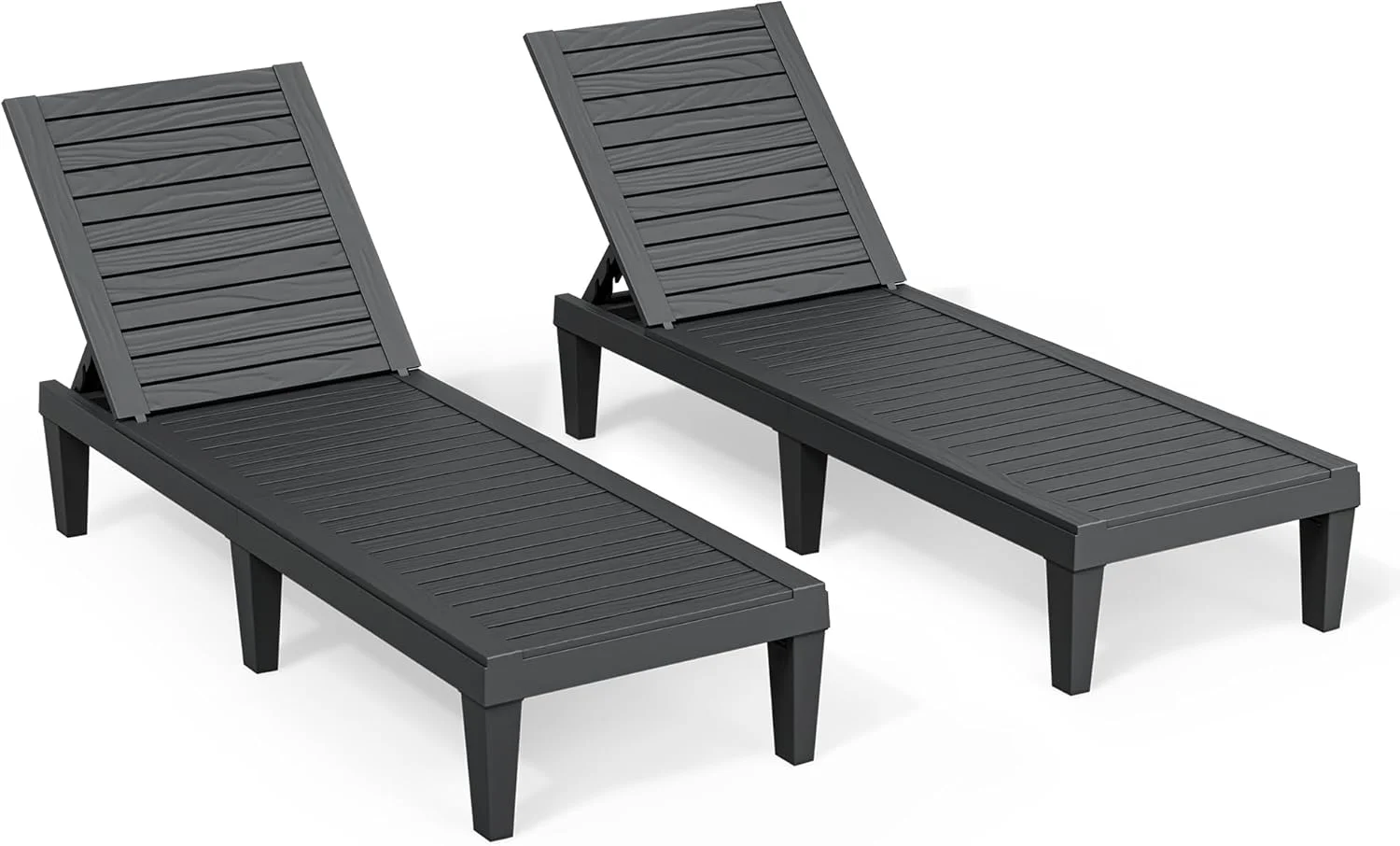 Lounge Chair, Pool Lounge Chairs Set of 2, Waterproof Sun Loungers Chair, 5-Positions Adjustable Outdoor Lounge Chairs - Image 3