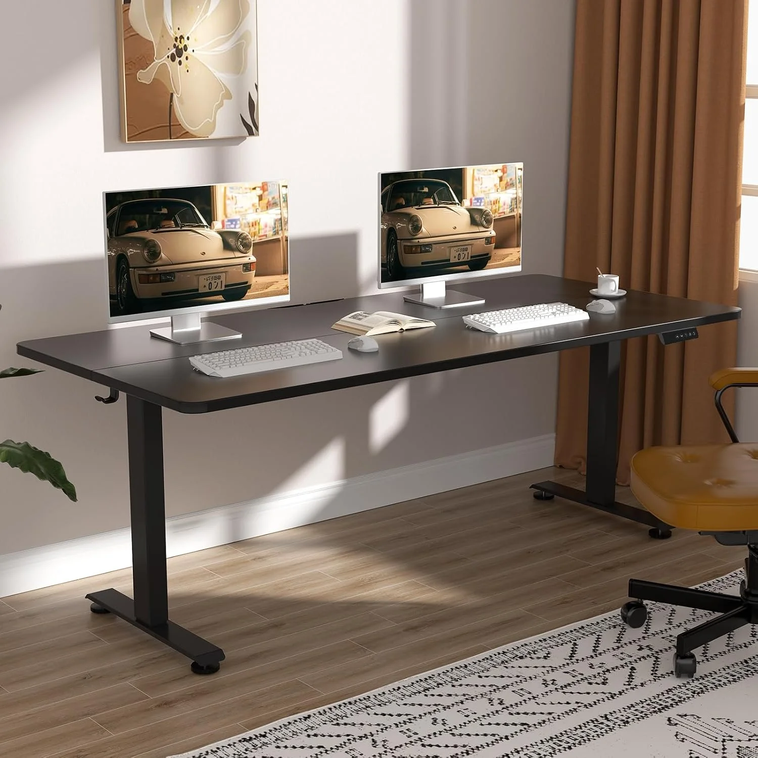 Veken 55 Inch Large Electric Standing Desk, Gaming Table, Height Adjustable Sit Stand Up Computer Tables for Home Office - Image 8
