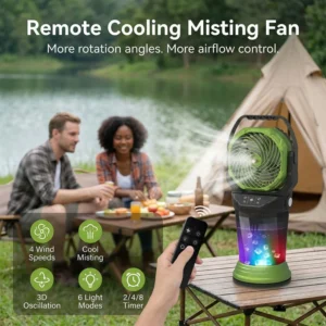 Alternative view of Portable Misting Fan with Remote, 2L Water Tank & 2 Spray Modes, 30000mAh Rechargeable Outdoor Cooling Fan