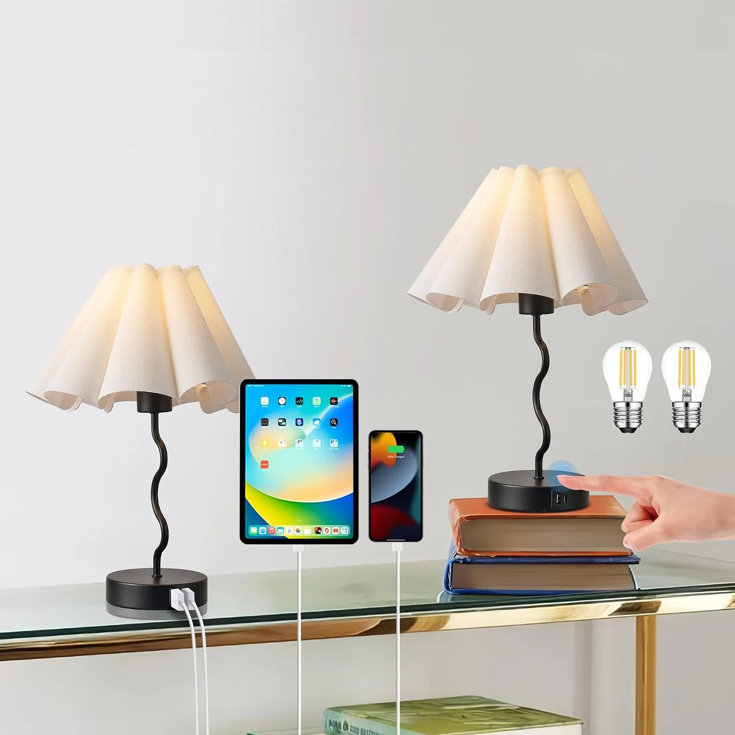 EOEYYOYB Pleated Table Lamp, Modern Lamp for Bedroom Home Office Decor - Image 3
