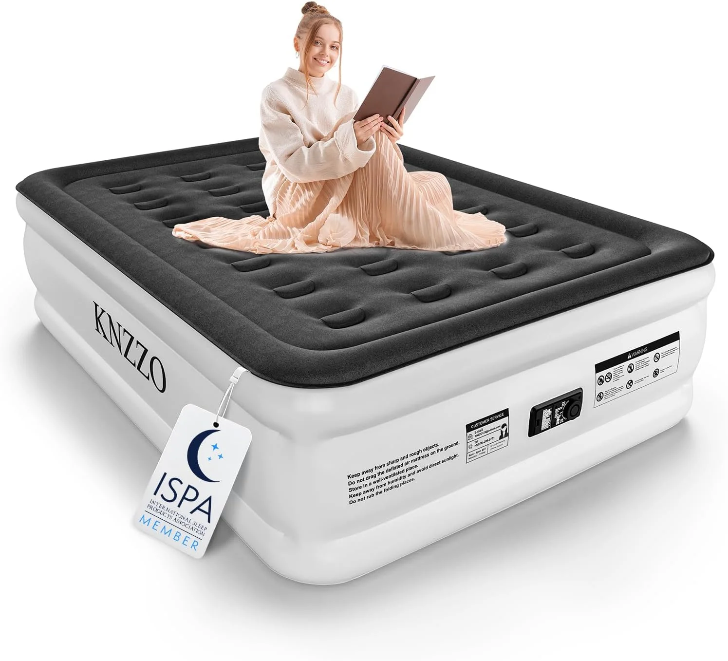 KNZZO Twin Air Mattress with Built-in Pump, 18 Top Inflatable Mattress with Waterproof Flocking Fabric - Image 8