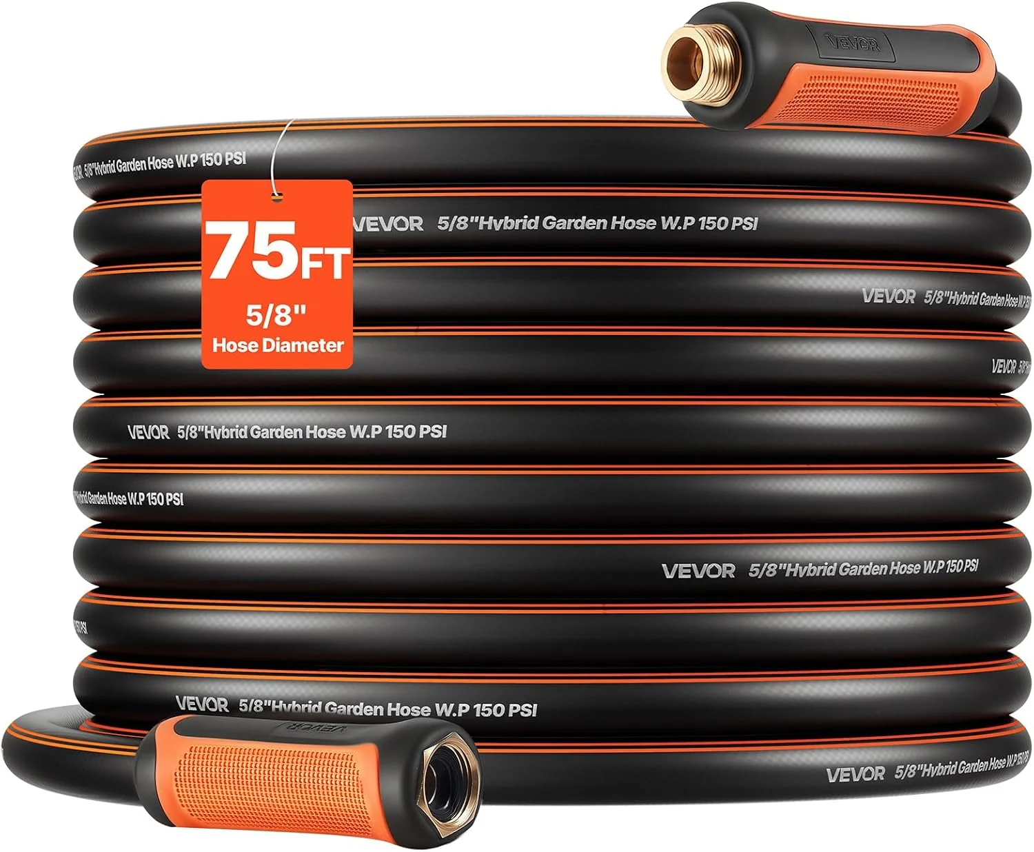 VEVOR Garden Hose, 200 ft 5/8 Heavy Duty Rubber Water Hose with 10 Mode Nozzle, 150PSI Working & 600PSI Burst - Image 6