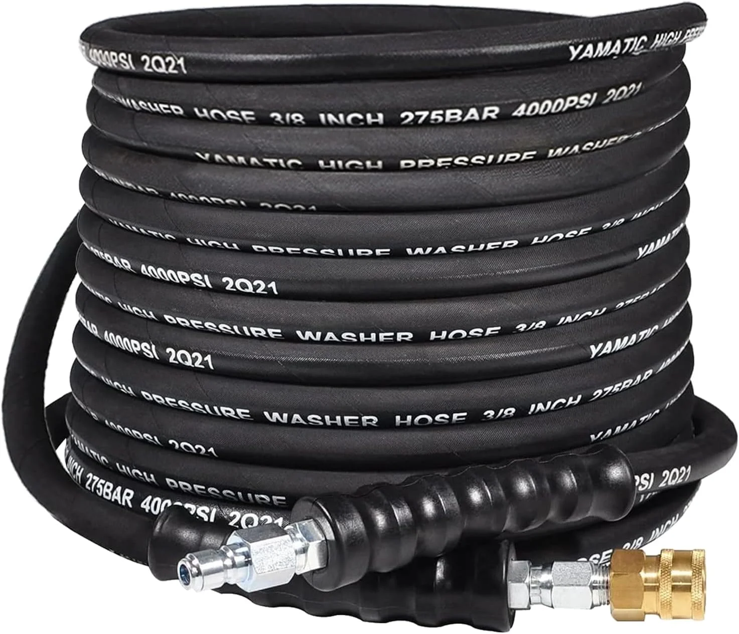 YAMATIC 3/8 Pressure Washer Hose 50FT With Swivel 3/8 Quick Connect, 4000 PSI High Tensile Steel Braided Kink Resistant - Image 3