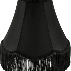Alternative view of Fringe Lamp Shade 6 Top x 13 Bottom x 9.6 High (Spider) Tassel Lampshade Vintage Funky Unique Scalloped Bell Lamp