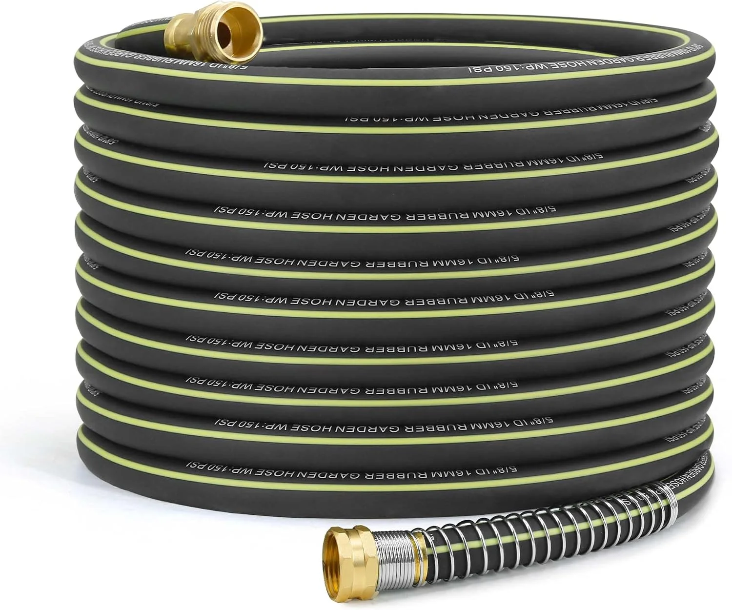 Wurzberge Lightweight Rubber Garden Hose 100 ft, 5/8 Hybrid Rubber Hose with Solid Brass Fitting - Image 3