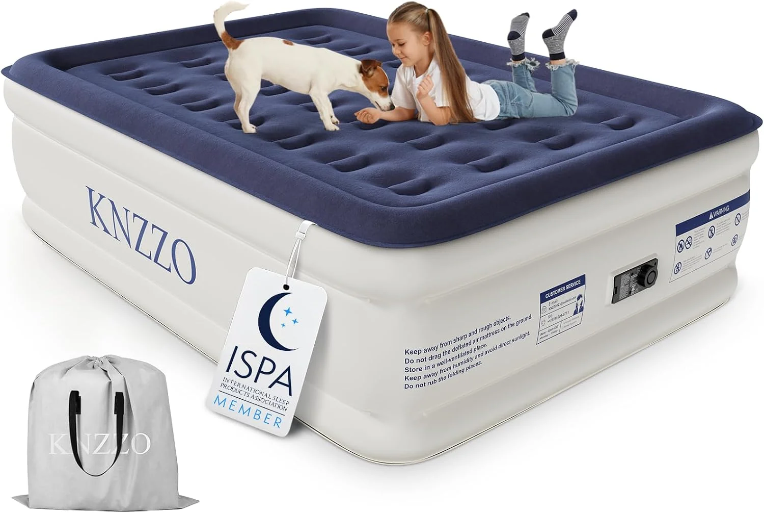KNZZO Twin Air Mattress with Built-in Pump, 18 Top Inflatable Mattress with Waterproof Flocking Fabric - Image 6