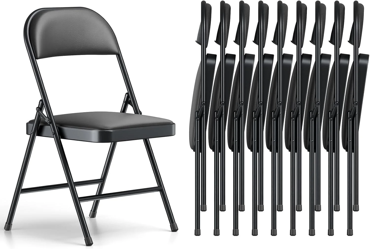 MAKE CHANGES Folding Chair 4 Pack, Comfy PU Leather Padded Folding Chairs for Outside and Indoor - Image 17