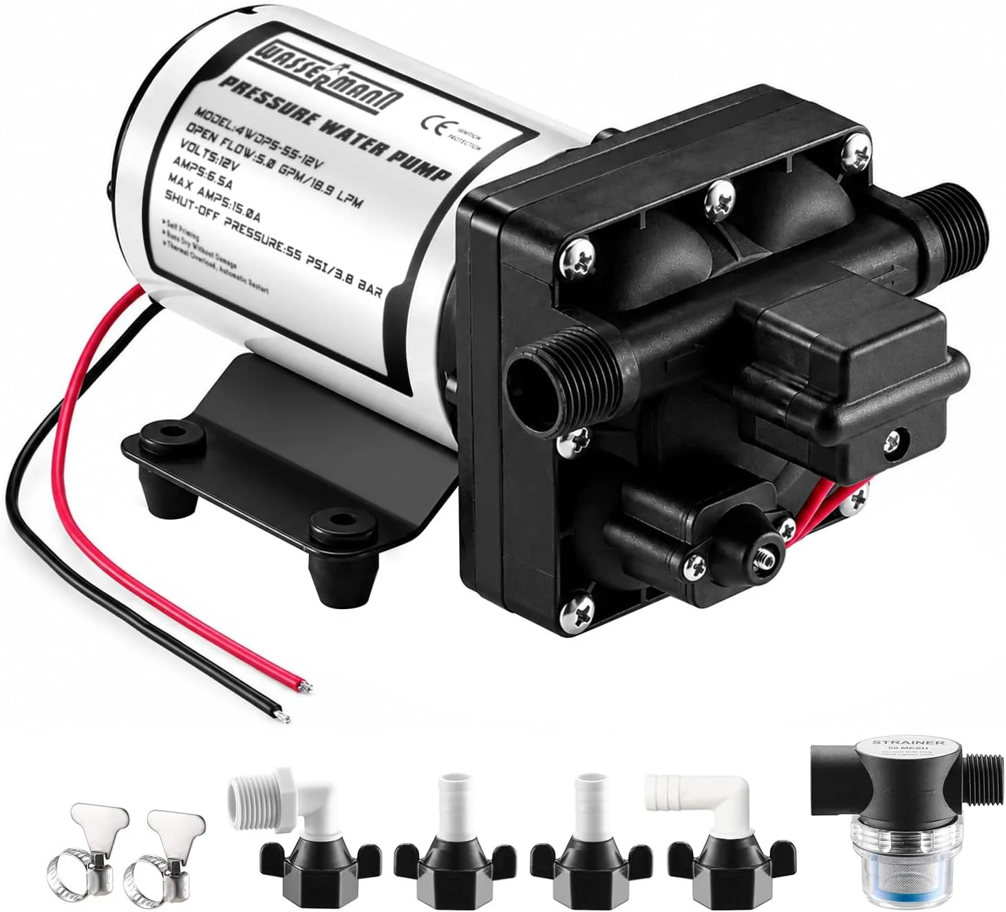 WASSERMANN RV Pump, 12V Self-priming RV Water Pressure Pump 4.0GPM 45PSI with Pressure Switch - Image 4