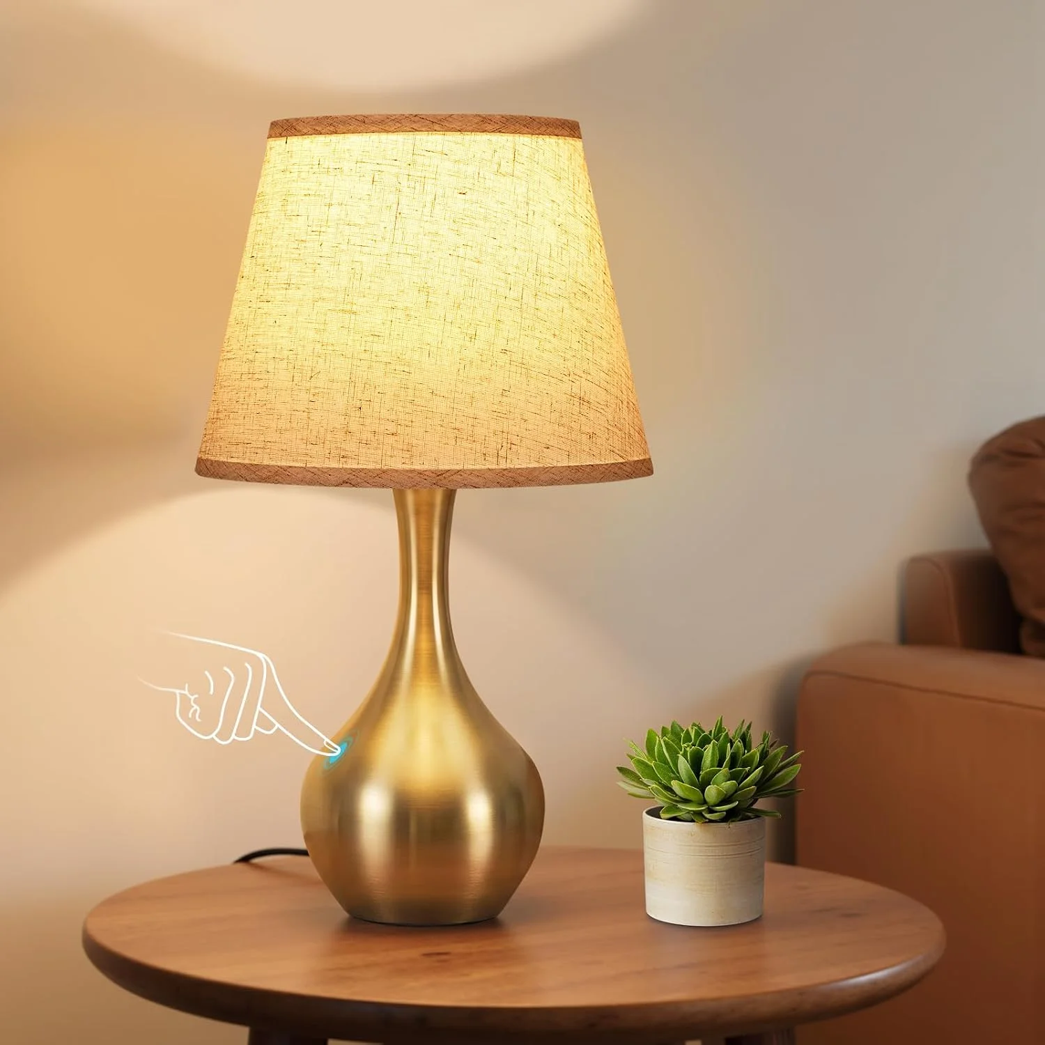 Seealle Touch Table Lamp, Dimmable, Bulb Included, Wood-Paint Desk Lamp for Kids Room - Image 9