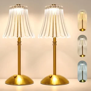 Gkeiten 2 Pack Touch Cordless Table Lamp Rechargeable, Dimmable, 3-Color Temperature