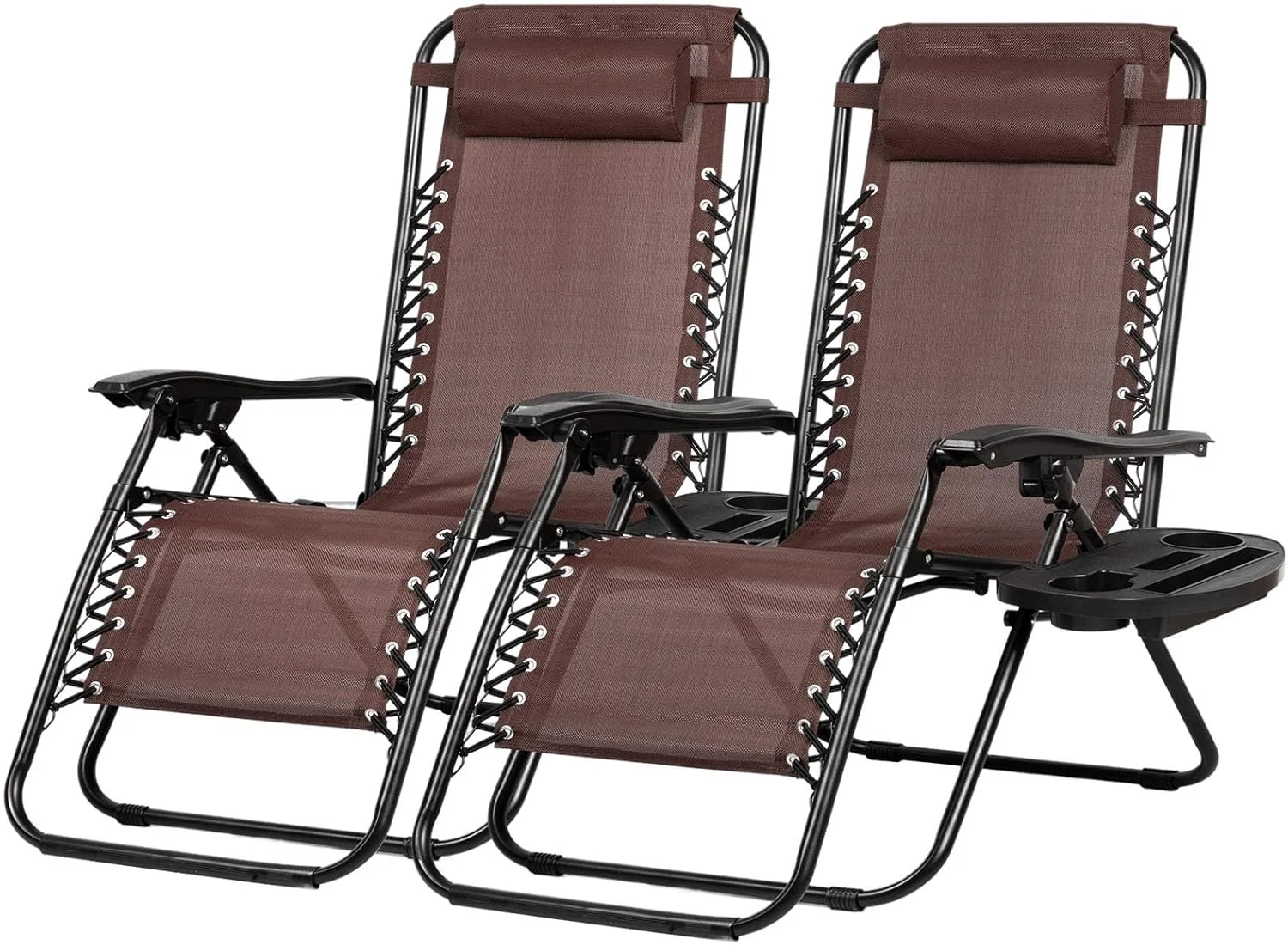 Nazhura Set of 2 Relaxing Recliners Patio Chairs Adjustable Steel Mesh Zero Gravity Lounge Chair Beach Chairs with - Image 3