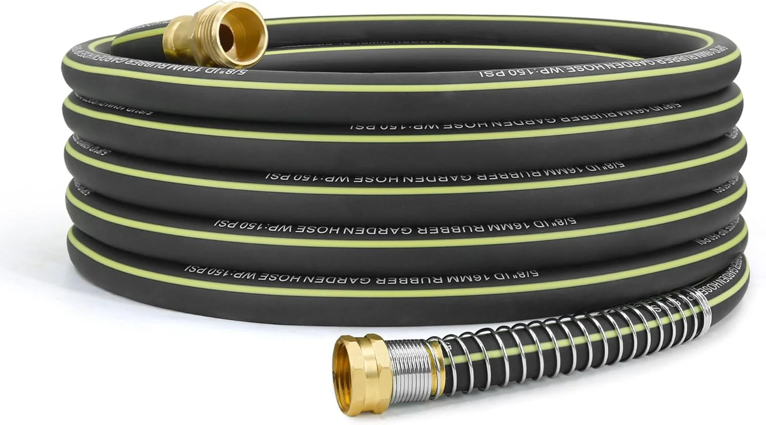 Wurzberge Lightweight Rubber Garden Hose 100 ft, 5/8 Hybrid Rubber Hose with Solid Brass Fitting