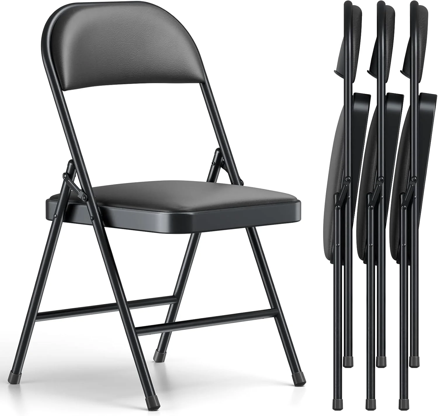 MAKE CHANGES Folding Chair 4 Pack, Comfy PU Leather Padded Folding Chairs for Outside and Indoor - Image 20