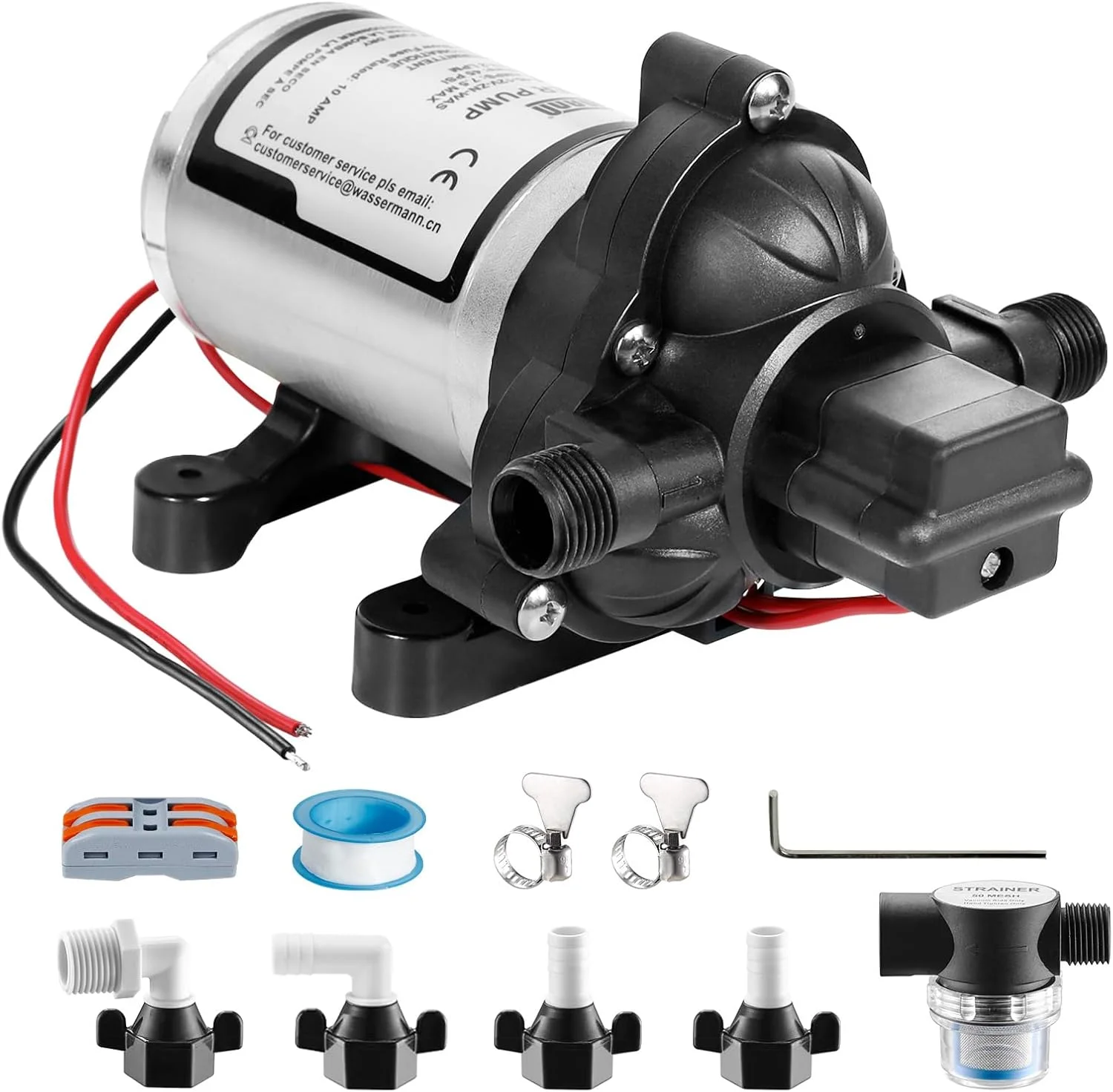 WASSERMANN RV Pump, 12V Self-priming RV Water Pressure Pump 4.0GPM 45PSI with Pressure Switch - Image 2