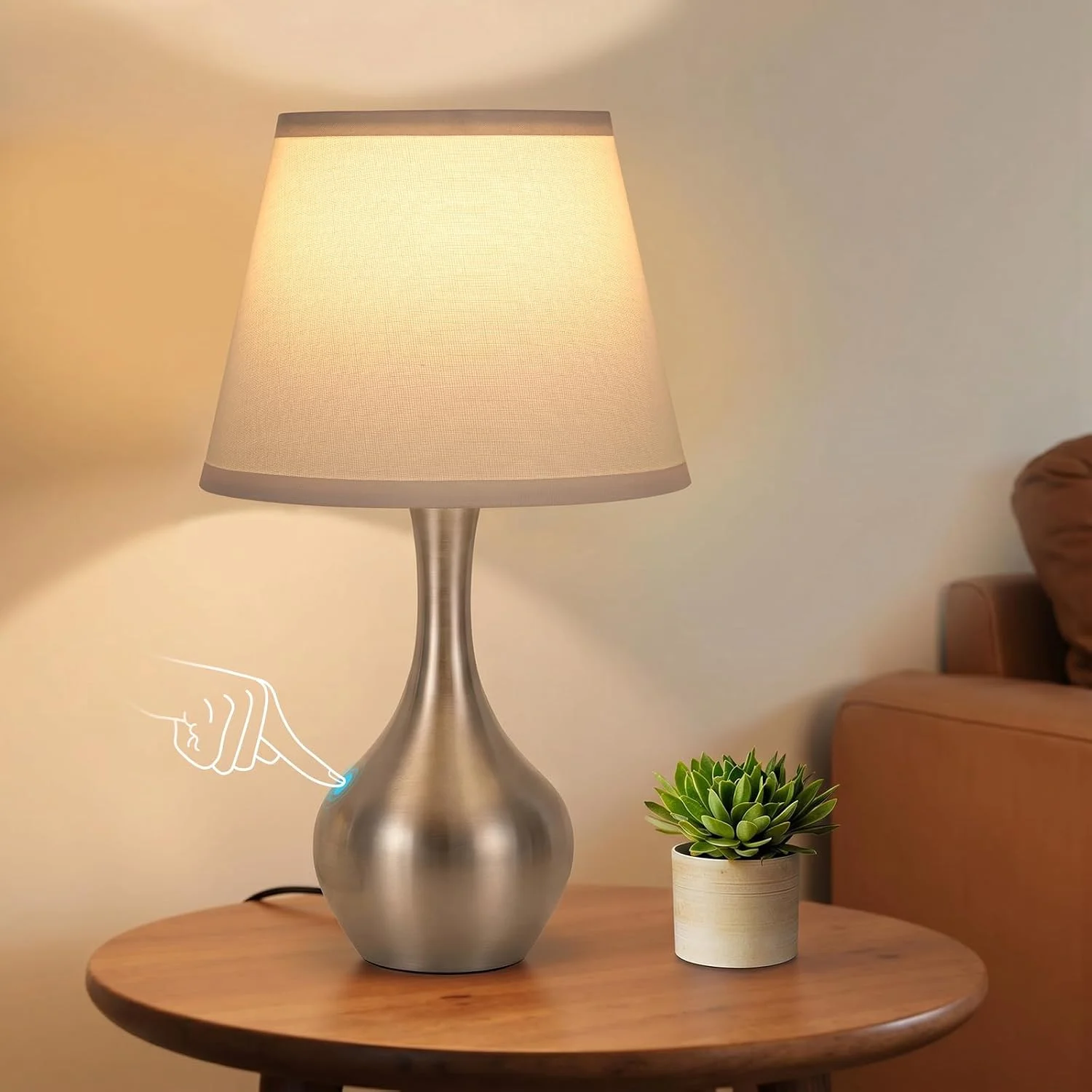 Seealle Touch Table Lamp, Dimmable, Bulb Included, Wood-Paint Desk Lamp for Kids Room - Image 6