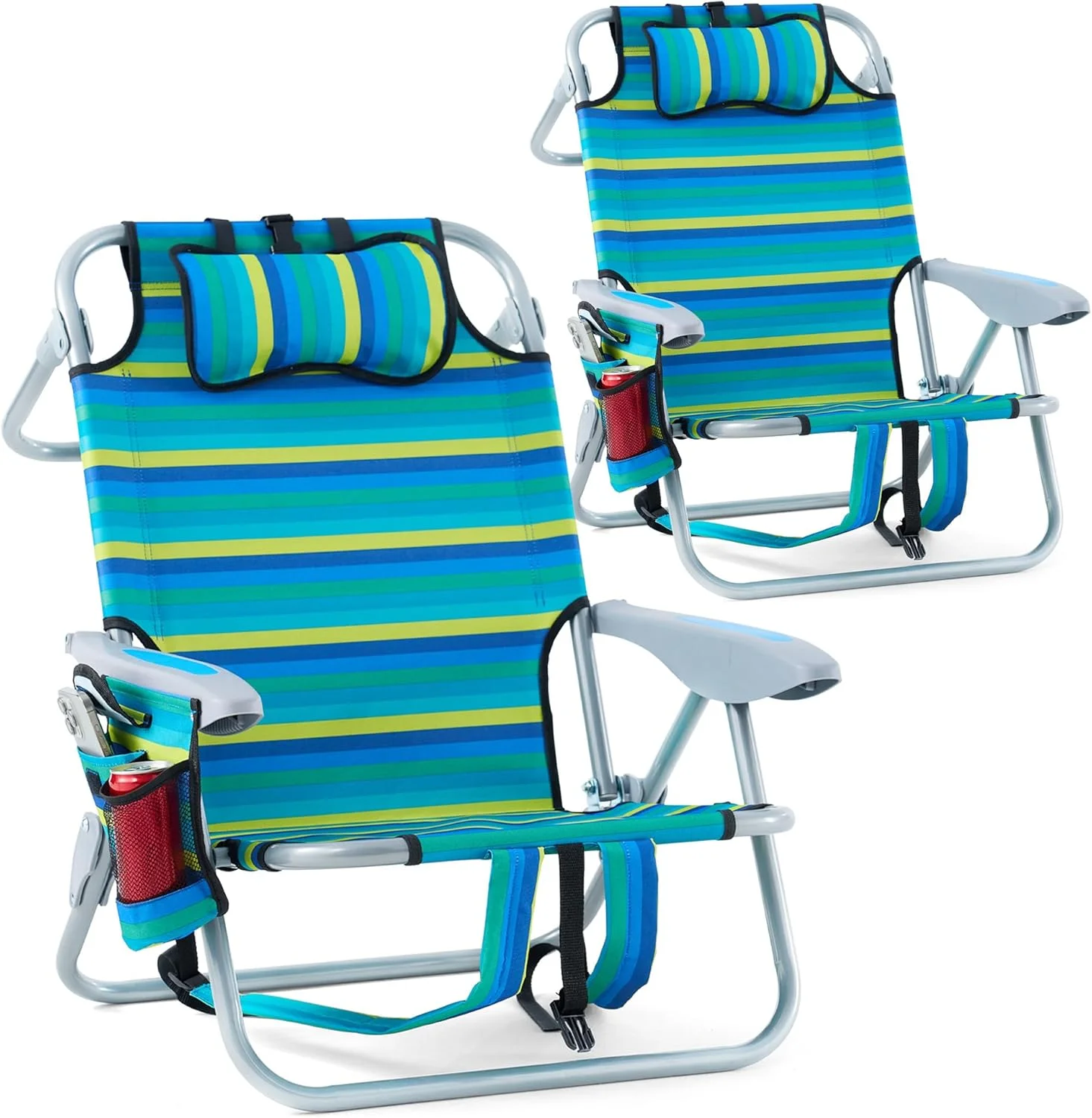 Canpsky 2 Pack Lightweight Portable Camping Beach Chair for Adults, Outdoor Lay Flat Folding Beach Chairs with 5 - Image 10