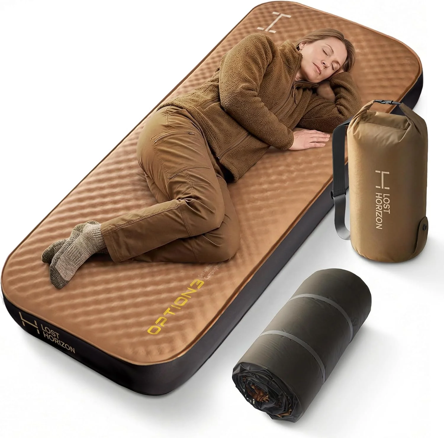 Lost Horizon Air & Foam Camping Mattress, Self-Inflating Sleeping Pad, 4.5 Thick, with Pump Sack, R13 Insulation - Image 2