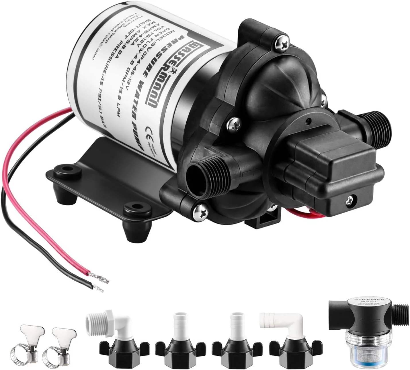 WASSERMANN RV Pump, 12V Self-priming RV Water Pressure Pump 4.0GPM 45PSI with Pressure Switch - Image 5