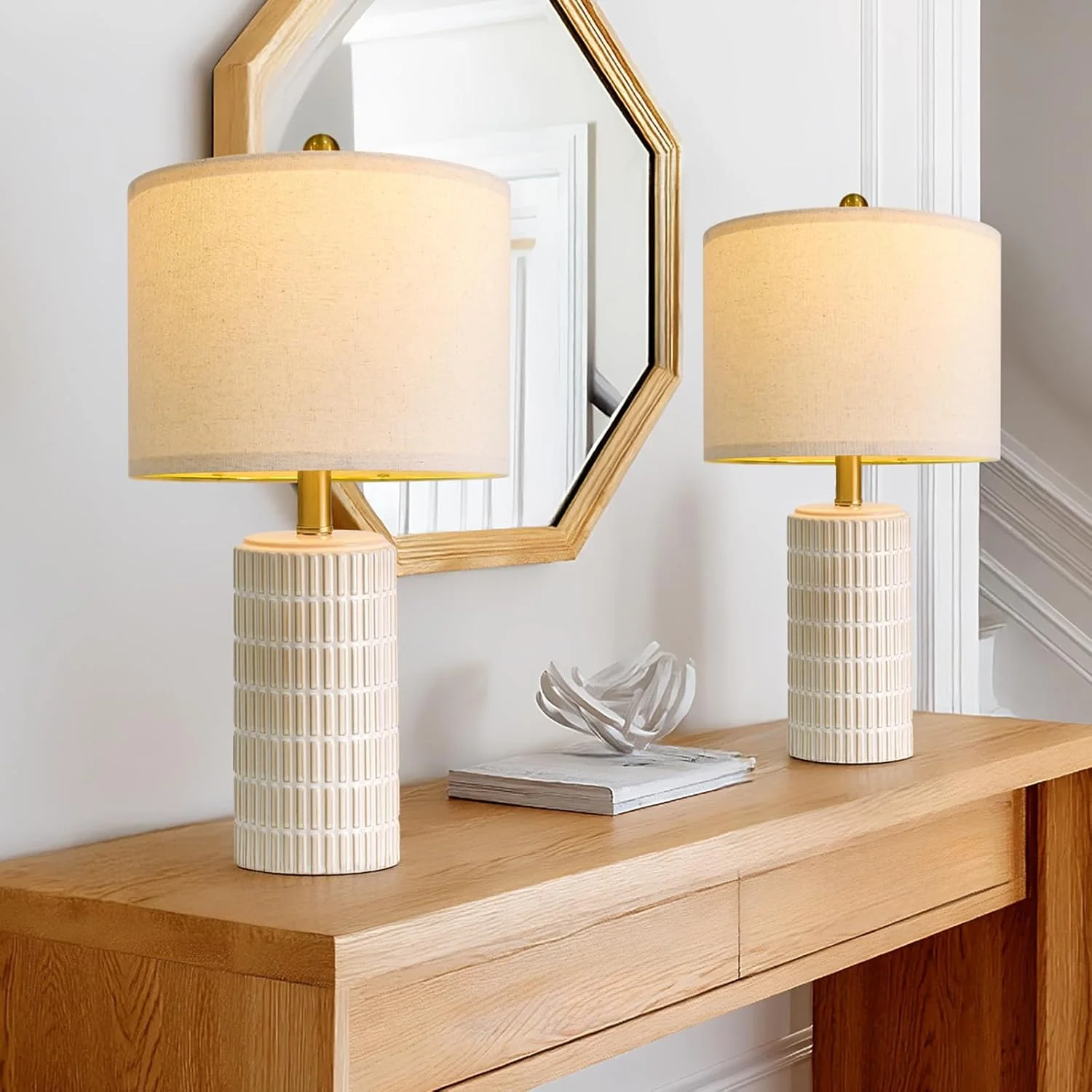PoKat 20.75 Small Modern Ceramic Table Lamps Set of 2 - Image 9