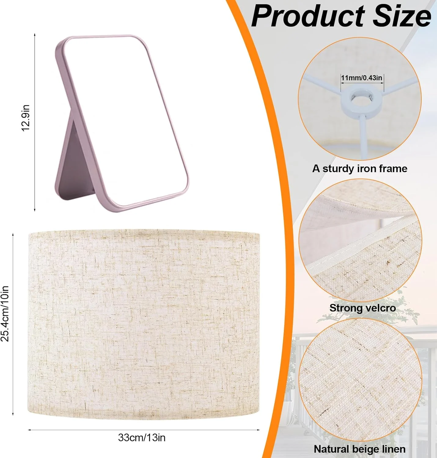 Beige Linen Lamp Shades Set of 2 - Image 4