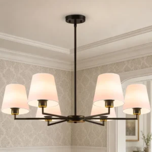 Brass Gold Chandeliers for Dining Room, 6 Light