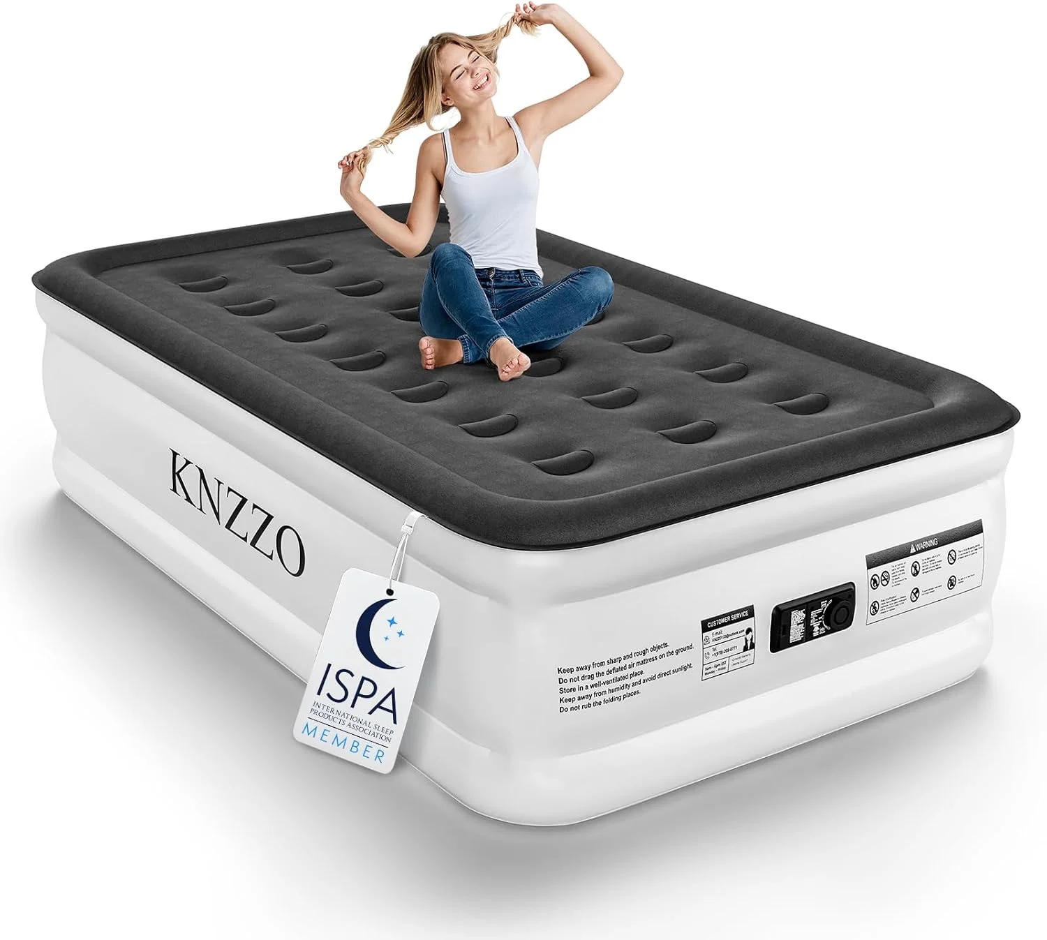 KNZZO Twin Air Mattress with Built-in Pump, 18 Top Inflatable Mattress with Waterproof Flocking Fabric - Image 5