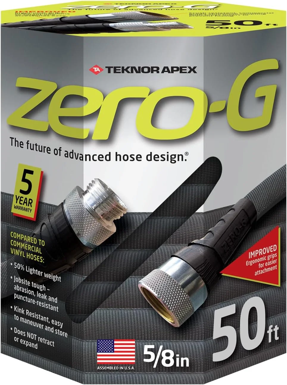 zero-G 4001-100 Garden Hose, 5/8 x 100', Gray - Image 3